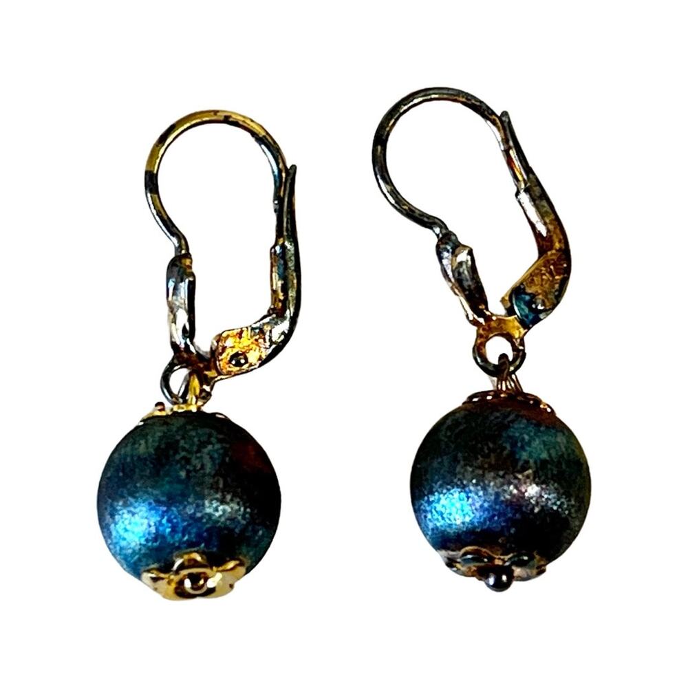 Gold Over Sterling Silver Earrings, Vintage Faux Pearl Lever Back Earrings
